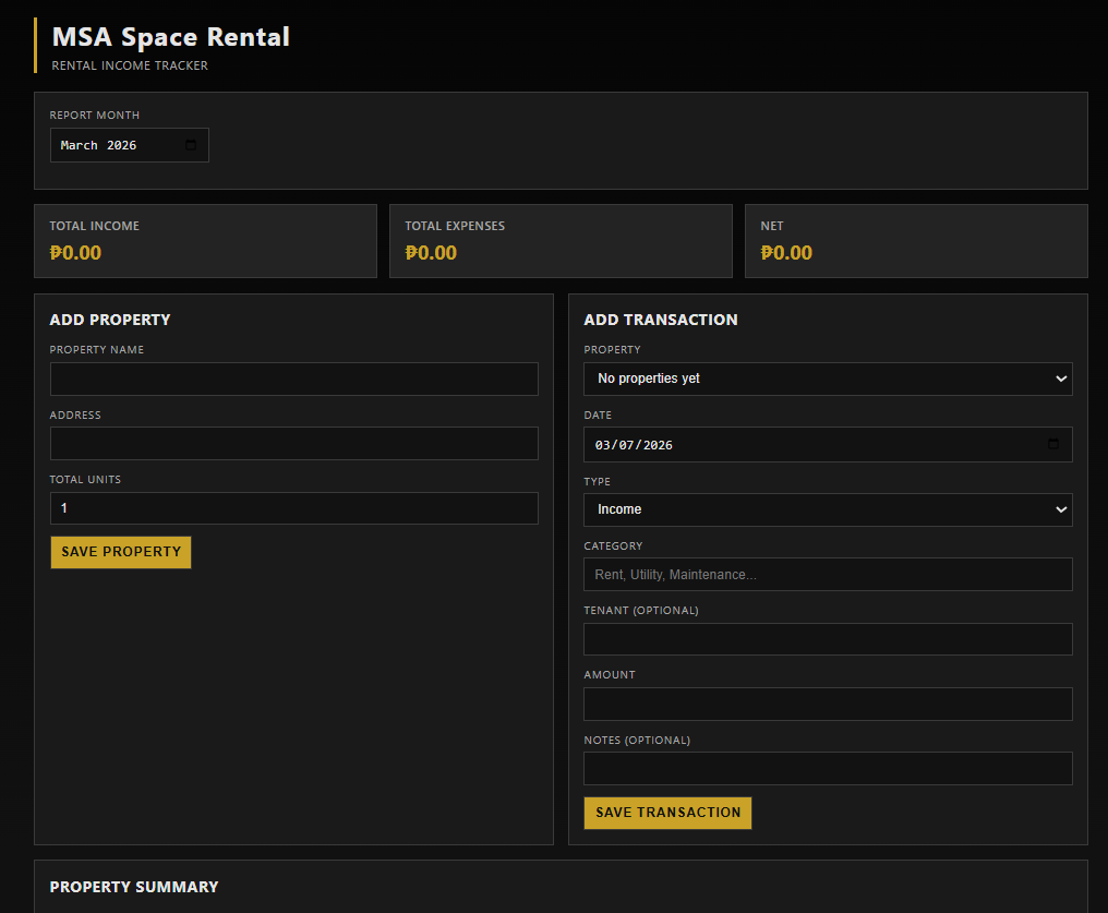 Rental Income Tracker